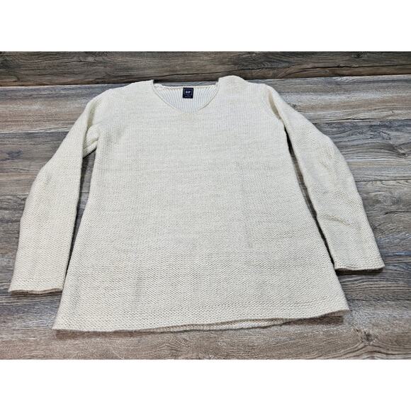 GAP Cotton Wool blend ivory Long Sleeve V-Neck Sweater Women's - Picture 1 of 8